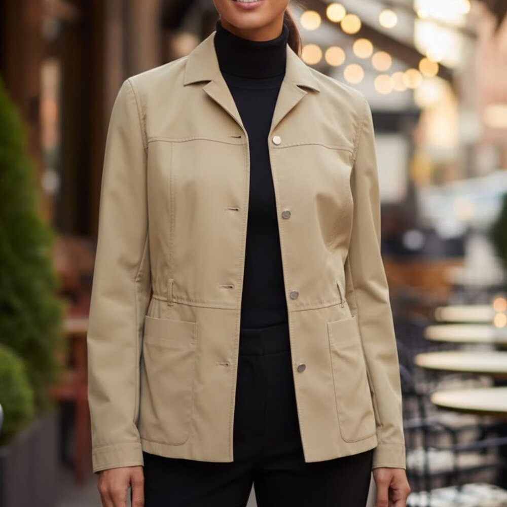 PRADA Milano Womens Casual Beige Nylon Blazer Size: M 42 AUTHENTIC